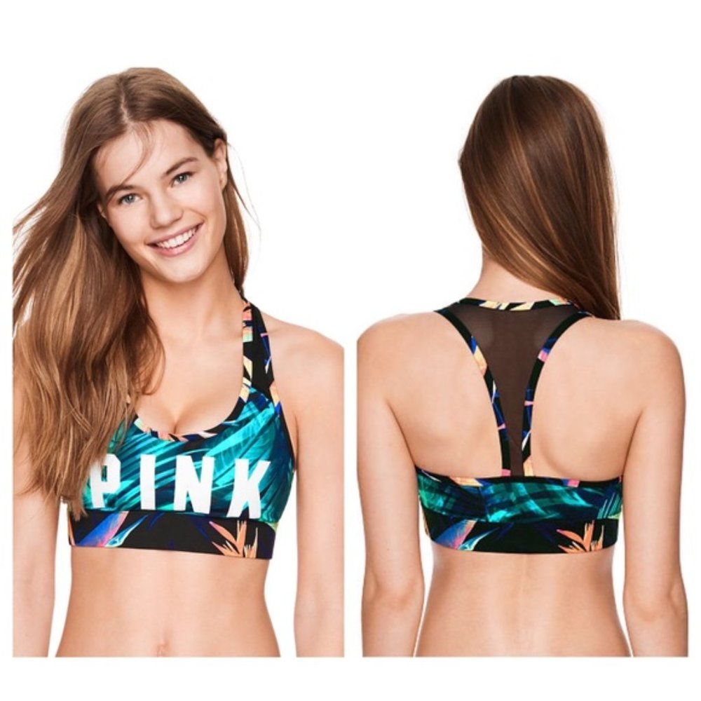 PINK Victoria’s Secret Tropical Mesh Sports Bra